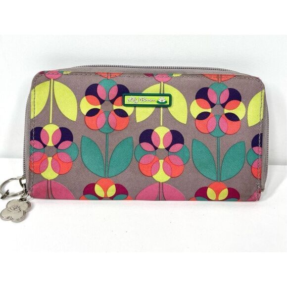Lily Bloom Floral Flower Multicolored Zip Around Wallet Clutch - Picture 1 of 4